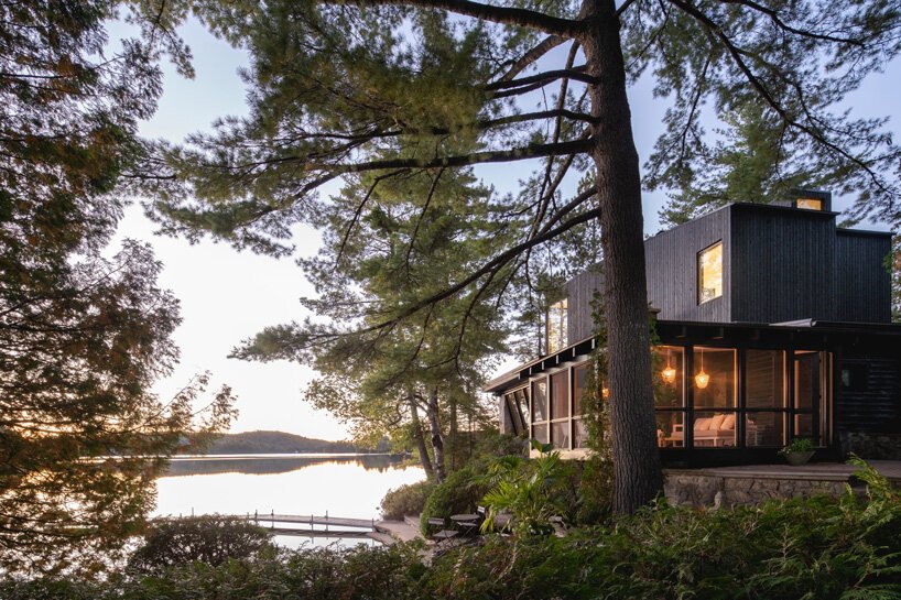 Lakeshore Rustic Log Cabin With An Extension On Top