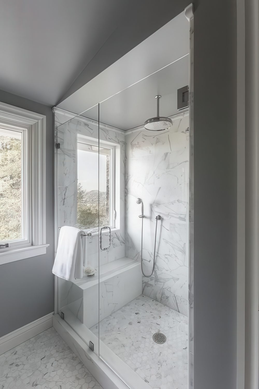 A small window hides you partially and gets some privacy, though it allows enjoying the views.