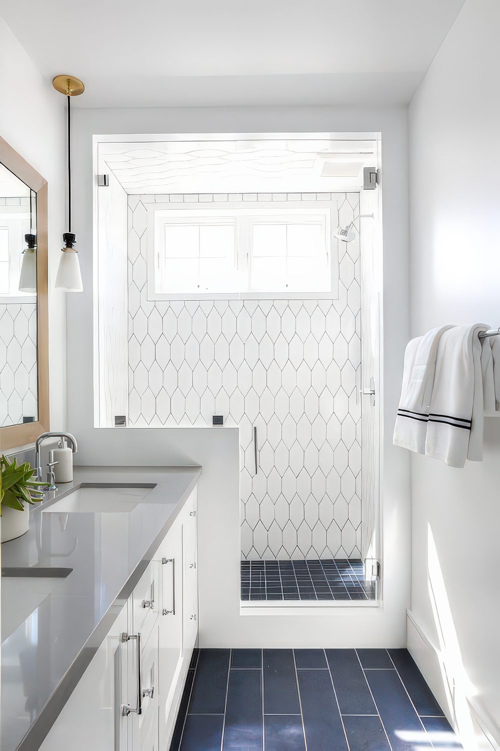 A small window located high brings much light but still keeps privacy very well.