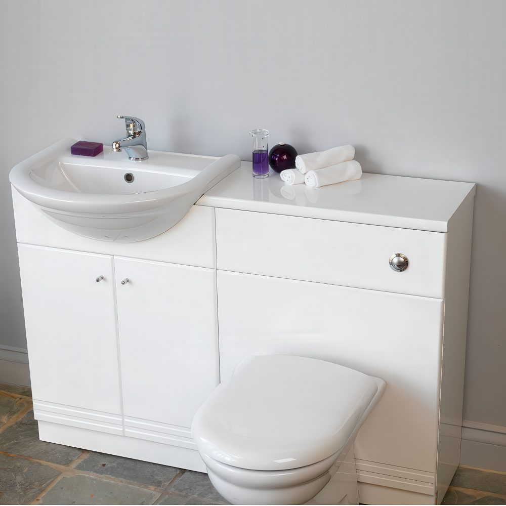 Vanity, sink and toilet unit in one.