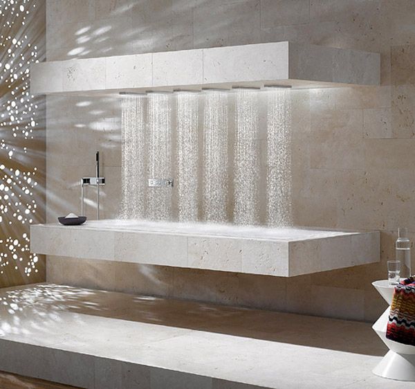 This creative shower is for lying inside and getting massged by water, it's not for washing yourself but more for relaxation, great for a home spa.
