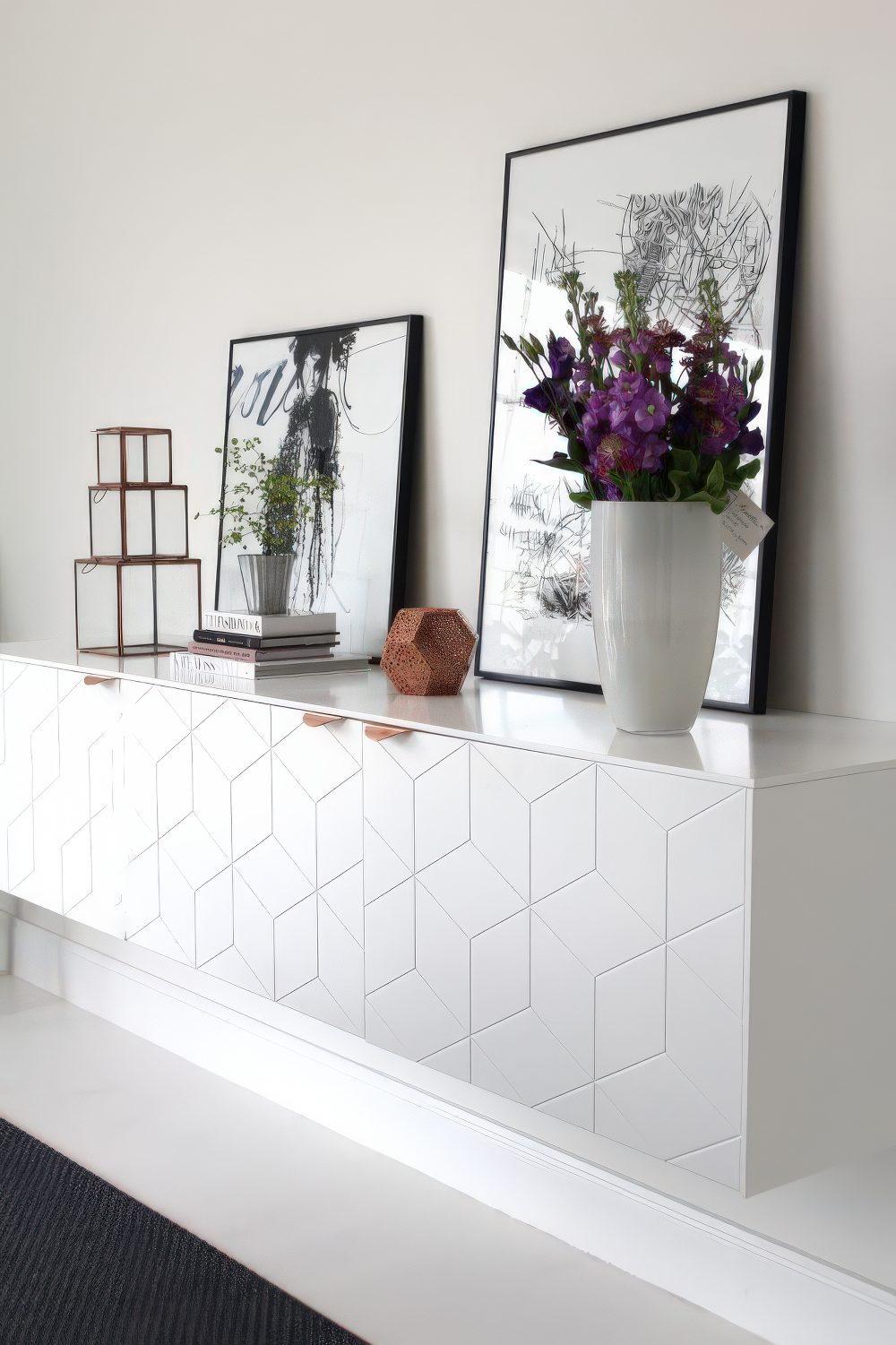 Simple but hanging IKEA Besta storage unit.