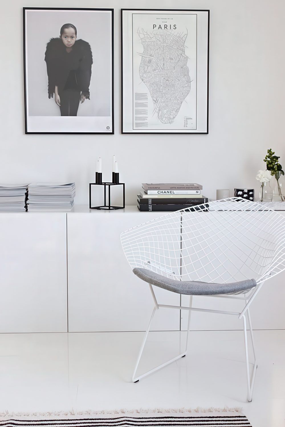 White IKEA Besta on a floor.