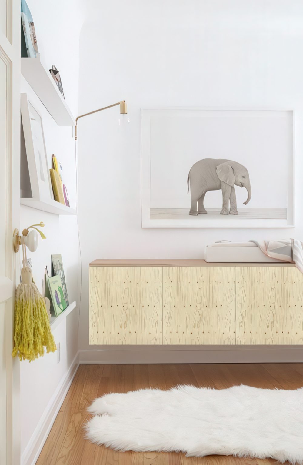 Modified hanging IKEA Besta unit.